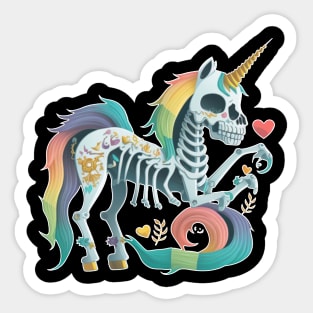 Flowered unicorn skeleton Sticker